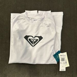 NWT Roxy white rash guard swim top